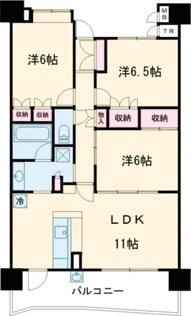 茂原市茂原のマンションの間取り