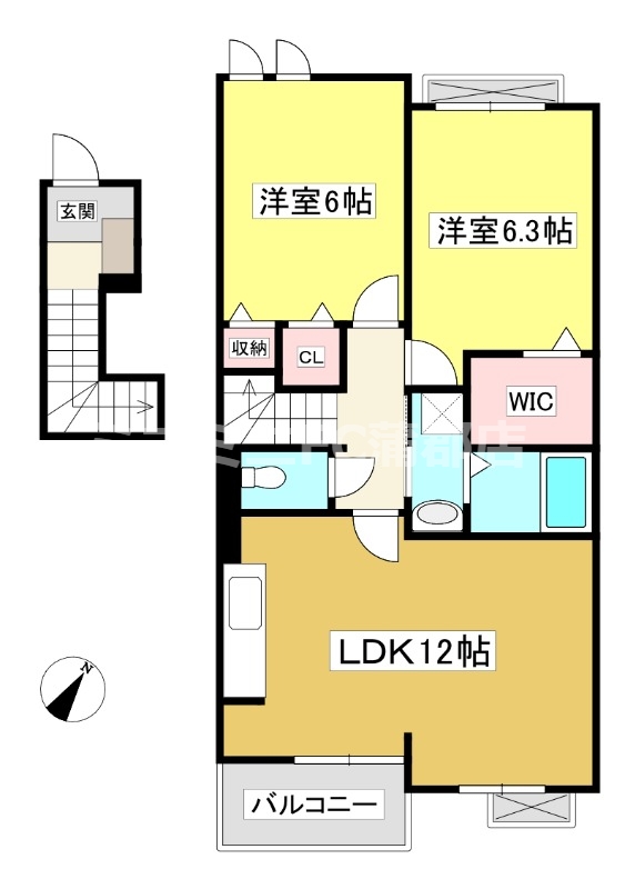 【蒲郡市大塚町のアパートの間取り】