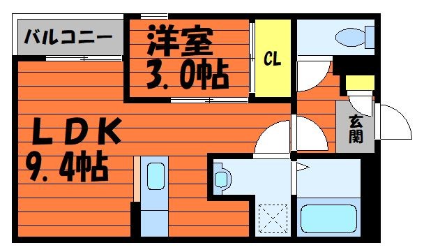 倉敷市西阿知町のアパートの間取り