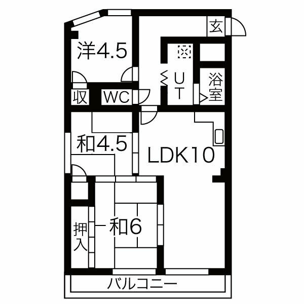 名古屋市熱田区大宝のマンションの間取り