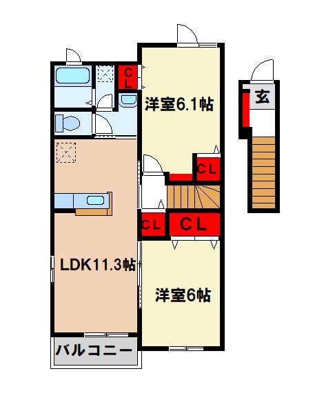 朝倉郡筑前町山隈のアパートの間取り