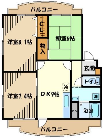 西多摩郡瑞穂町長岡のマンションの間取り