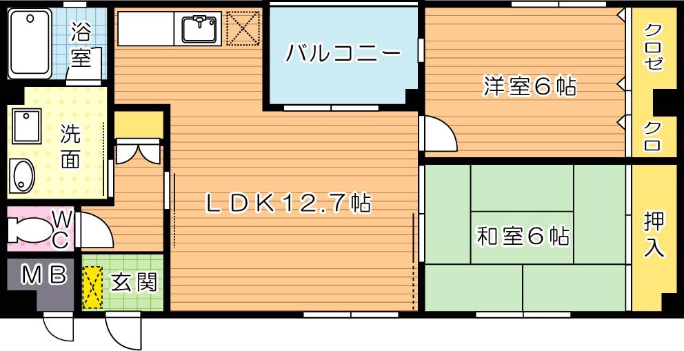 北九州市八幡西区穴生のマンションの間取り