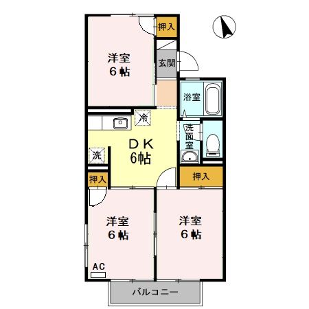 北九州市小倉南区長尾のアパートの間取り