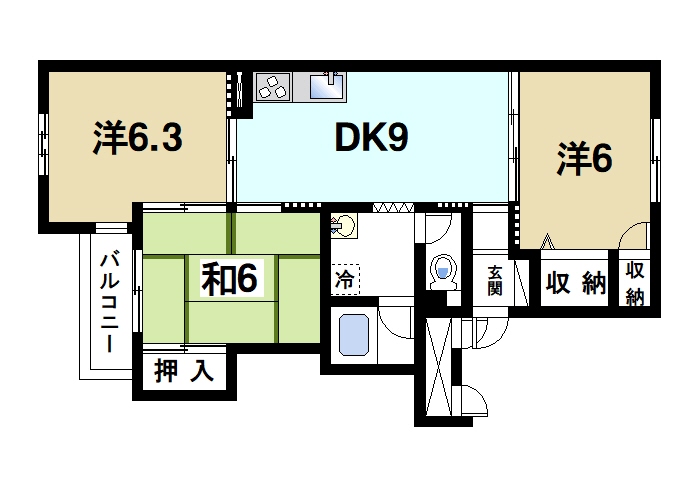 大和郡山市洞泉寺町のマンションの間取り