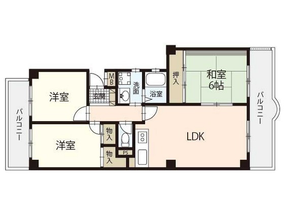 安芸郡府中町石井城のマンションの間取り