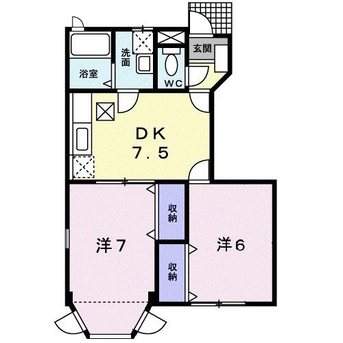 太宰府市朱雀のアパートの間取り