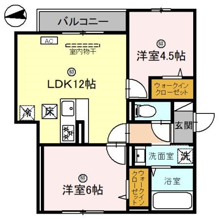 加古川市加古川町備後のアパートの間取り