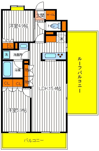 【昭島市中神町のマンションの間取り】