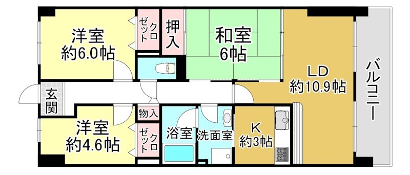 野洲市小篠原のマンションの間取り