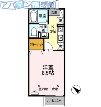 【新潟市秋葉区程島のアパートの間取り】