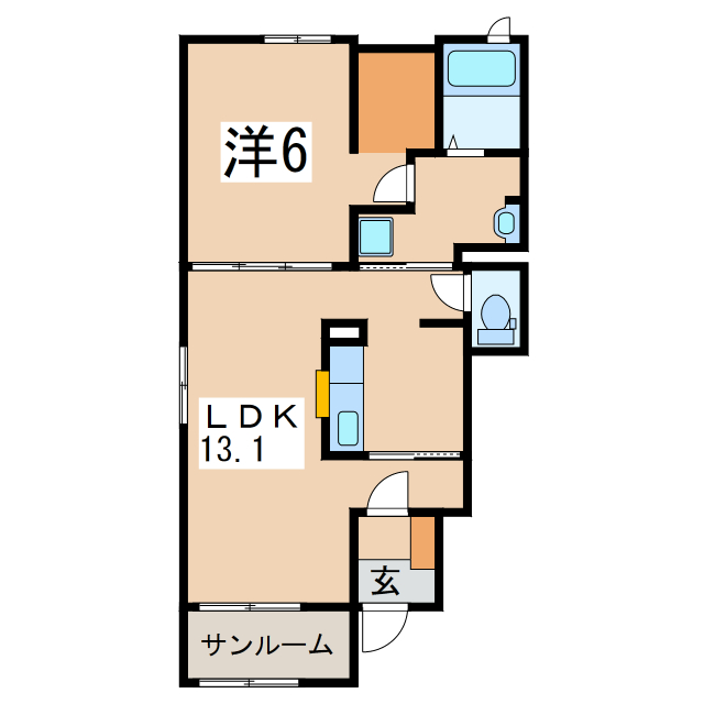 会津若松市河東町郡山のアパートの間取り