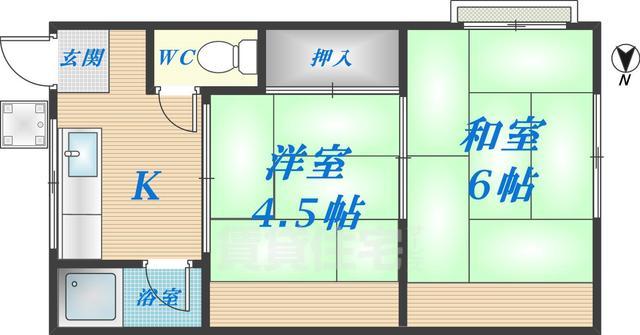 東大阪市川俣のアパートの間取り