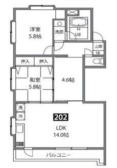 新宿区河田町のマンションの間取り