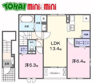 伊勢市小俣町元町のアパートの間取り