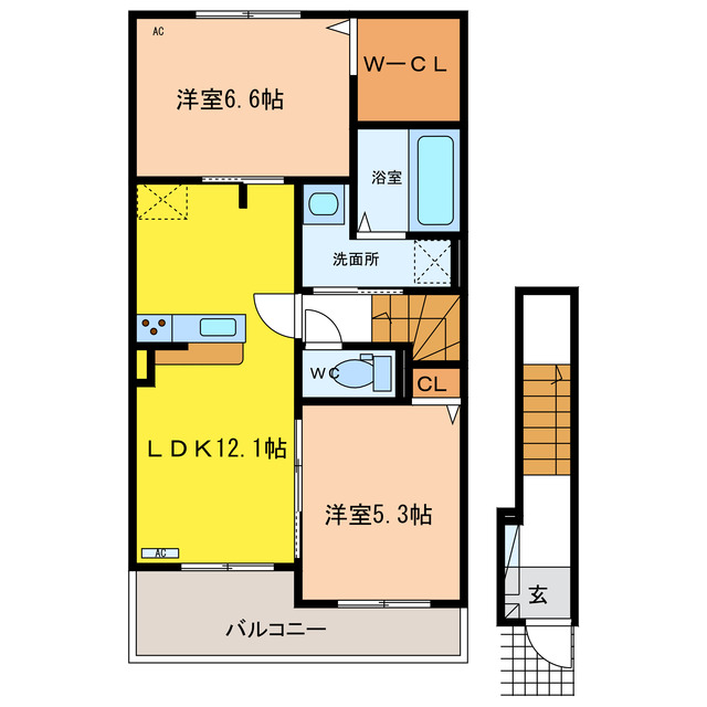 関市宝山町のアパートの間取り