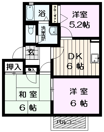 花水木タウンＢ棟の間取り