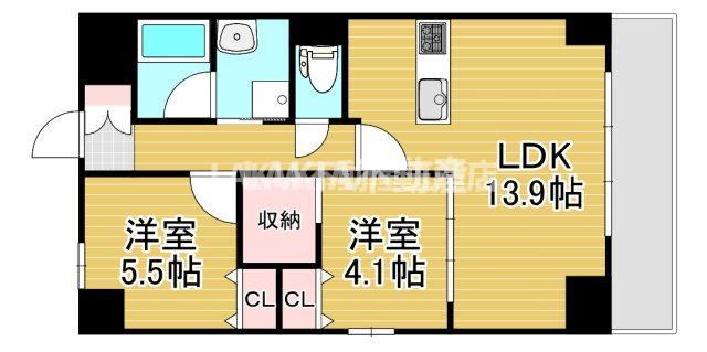 大阪市生野区勝山北のマンションの間取り