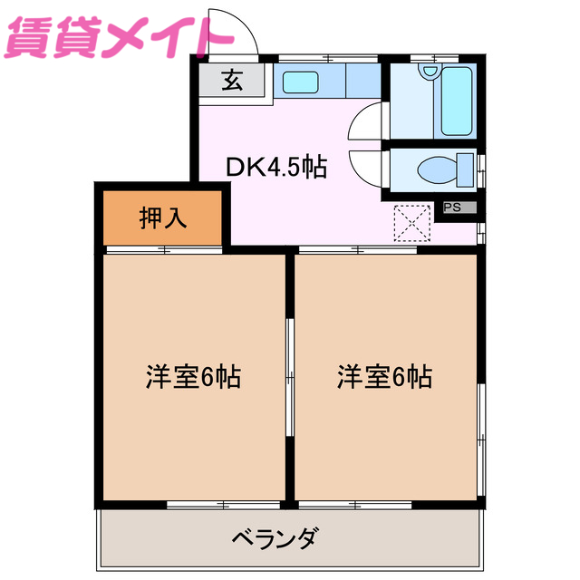 鈴鹿市安塚町のマンションの間取り