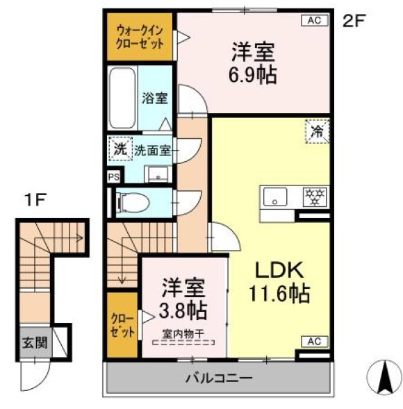 浜松市中央区篠原町のアパートの間取り