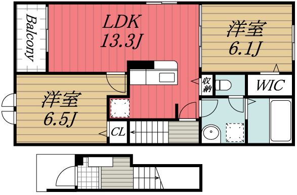 八街市八街のアパートの間取り