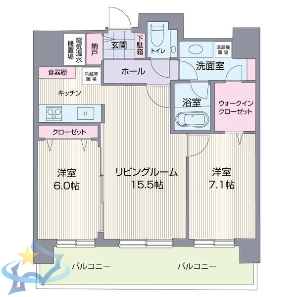 札幌市白石区菊水七条のマンションの間取り