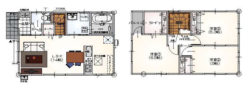 唐津市和多田/賃貸/戸建て/3LDK/つばきの丘の間取り写真
