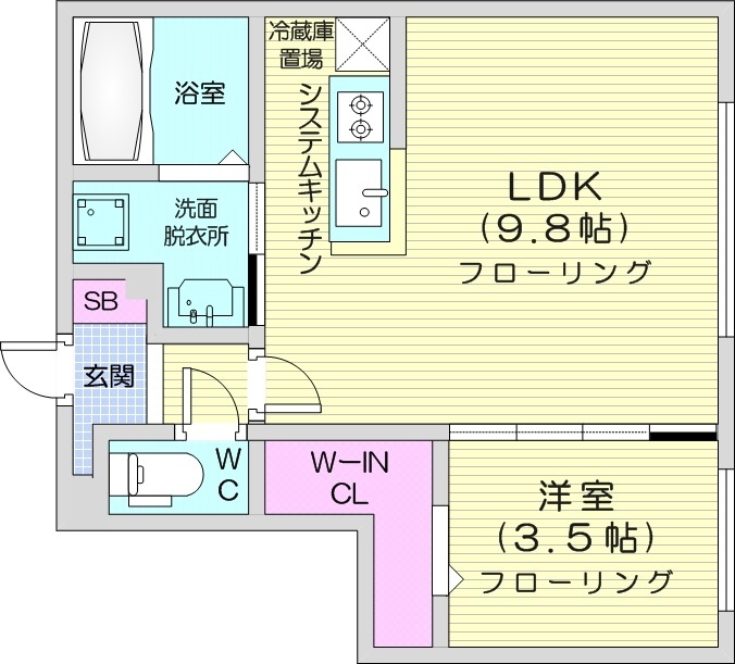 札幌市東区北九条東のマンションの間取り