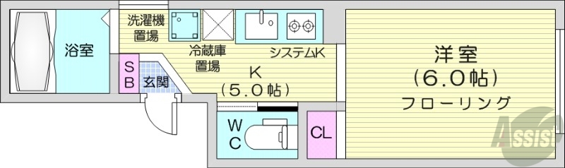 札幌市中央区北三条東のマンションの間取り