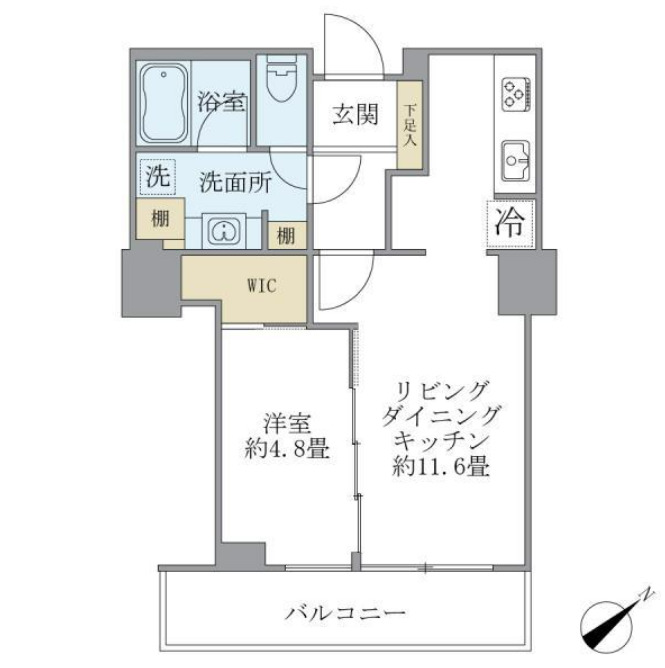 港区東新橋のマンションの間取り