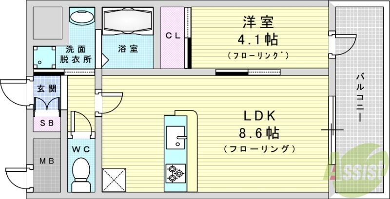 大阪市北区豊崎のマンションの間取り