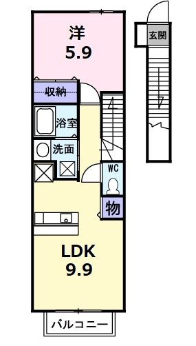 松阪市嬉野中川新町のアパートの間取り