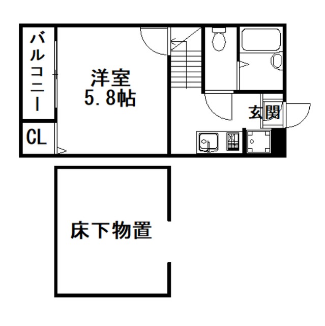 【福岡市中央区清川のアパートの間取り】