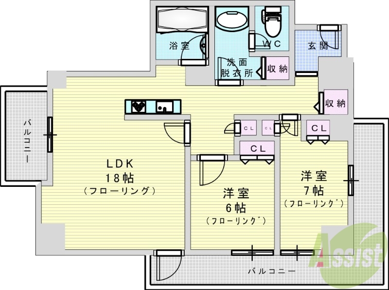 大阪市淀川区十三東のマンションの間取り