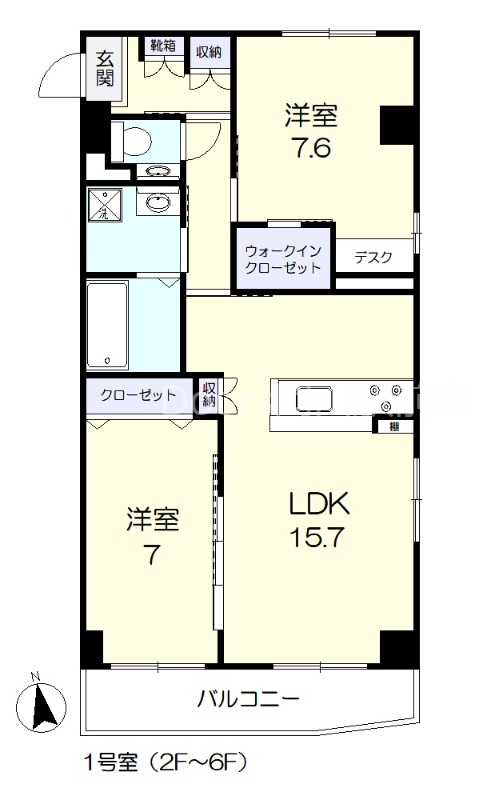 岡山市北区東古松のマンションの間取り