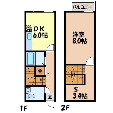 リースランド溝陸 B棟の間取り