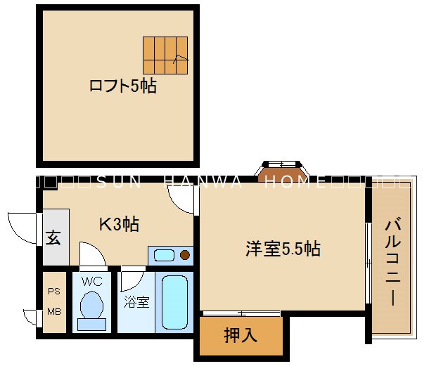 八尾市東山本新町のマンションの間取り