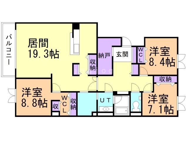 函館市松陰町のマンションの間取り