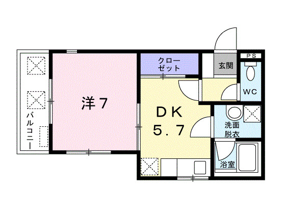 北九州市若松区くきのうみ中央のアパートの間取り