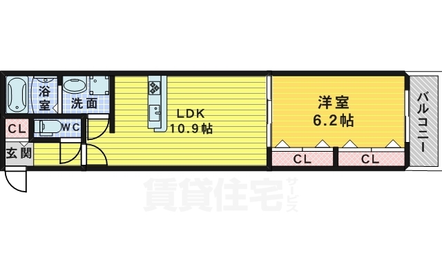 堺市堺区車之町東のマンションの間取り