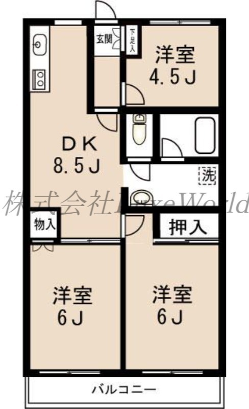 川崎市川崎区港町のマンションの間取り