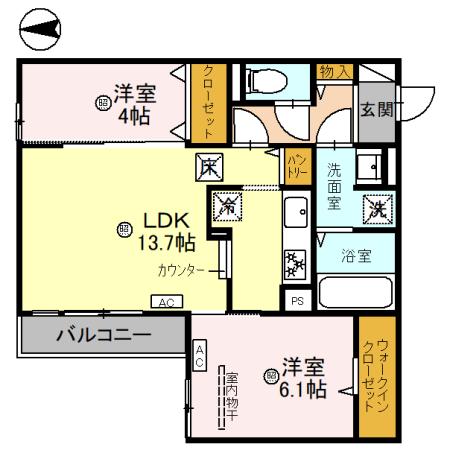 西宮市青木町のアパートの間取り