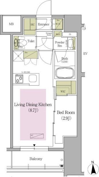 【新宿区早稲田鶴巻町のマンションの間取り】