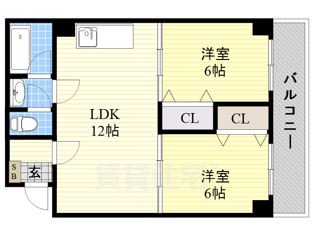 大阪市住之江区中加賀屋のマンションの間取り