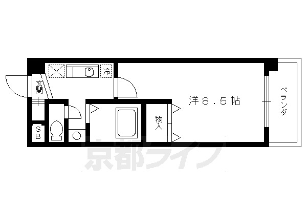 京都市北区衣笠赤阪町のマンションの間取り