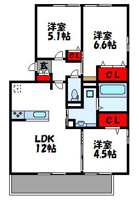 糟屋郡新宮町大字三代のアパートの間取り