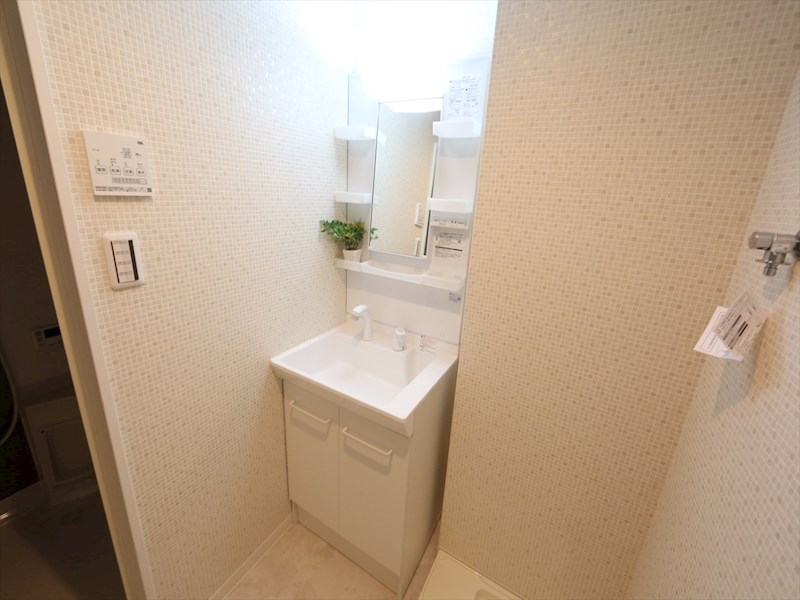 洗面設備　脱衣所　独立洗面台（シャンプードレッサー付）収納スペース有