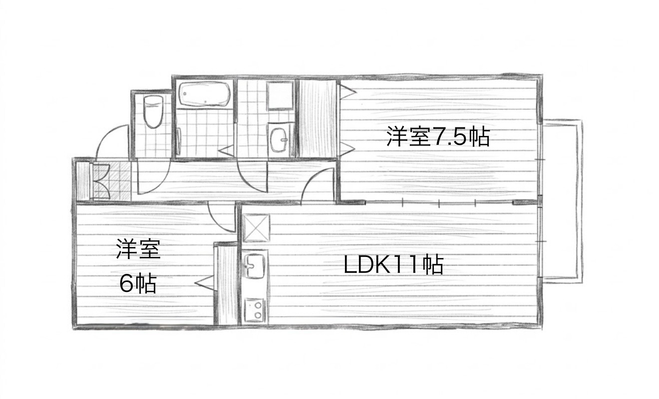 ＪＲ福塩線 横尾駅 徒歩31分 2階建 築22年の間取り写真