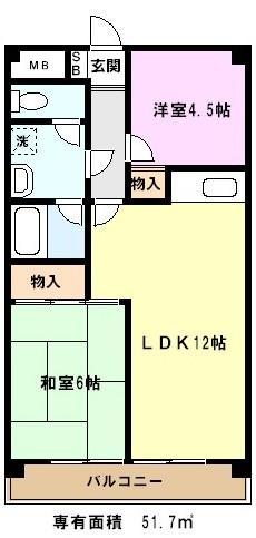 ＪＲ京浜東北線 川口駅 徒歩12分 5階建 築41年の間取り写真
