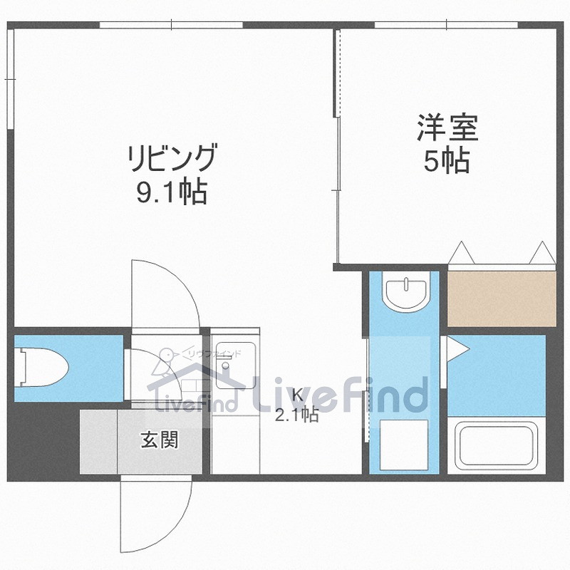 札幌市豊平区美園一条のマンションの間取り